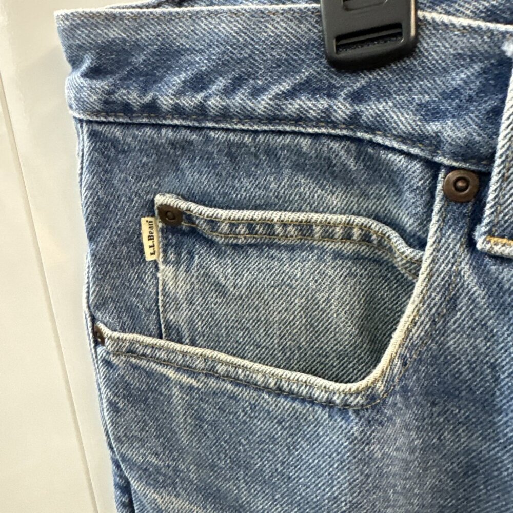 LL Bean Men's 40x30 Double Relaxed Fit Fleece Lined Blue Jeans Vintage (N8) - Picture 4 of 15